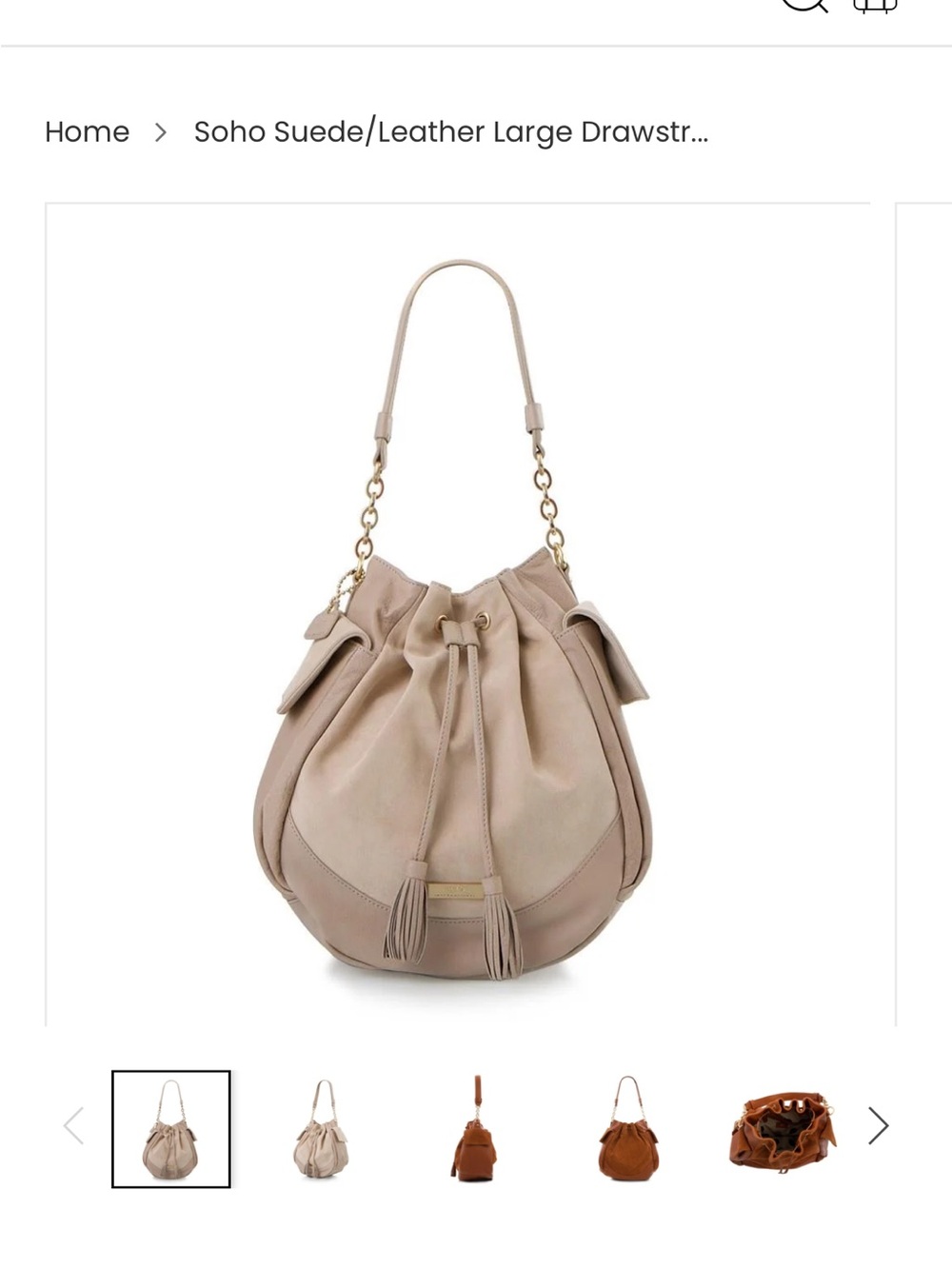 Heys Suede/Leather Drawstring Shoulder Bag